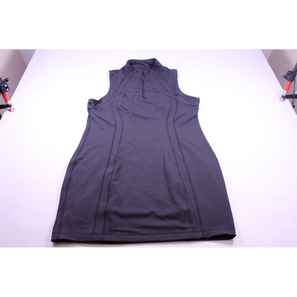 Lululemon Dresses & Skirts - Lululemon Black Sleeveless Mock Neck Quarter Zip Athletic Tennis Dress Size 8